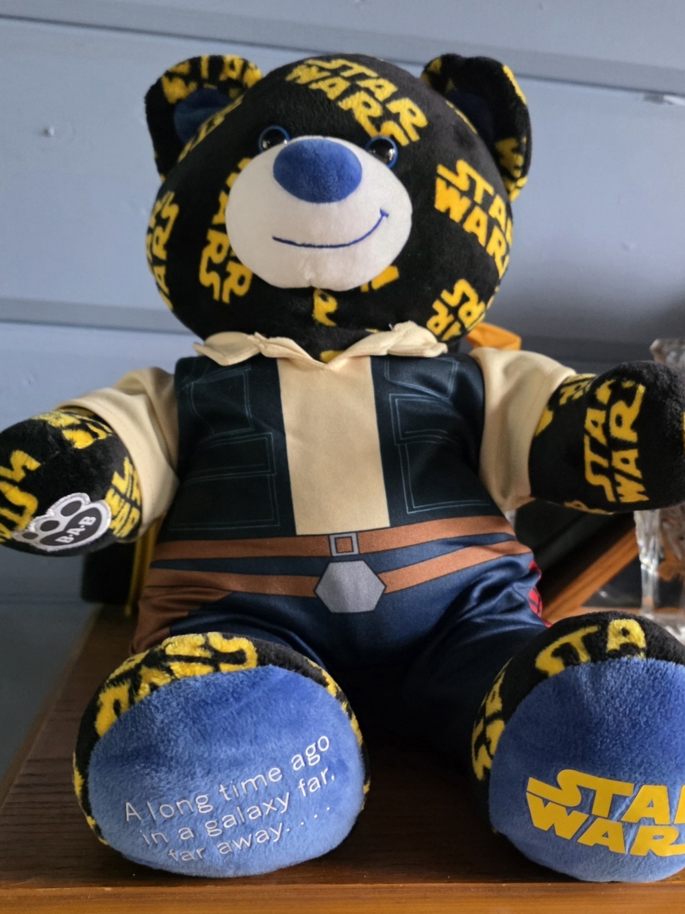 Star Wars Black Yellow Logo Plush Bear with Blue Face and Paw Accents